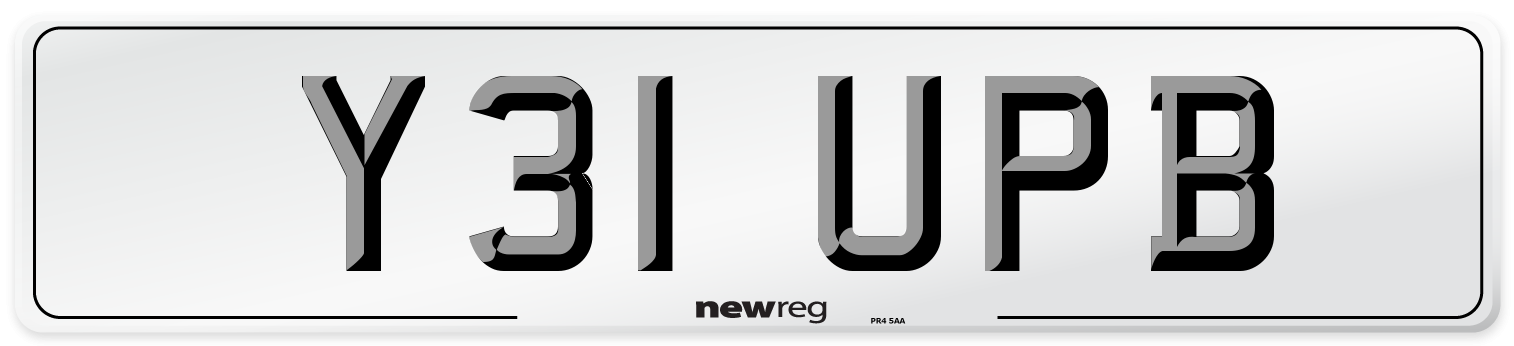 Y31 UPB Number Plate from New Reg